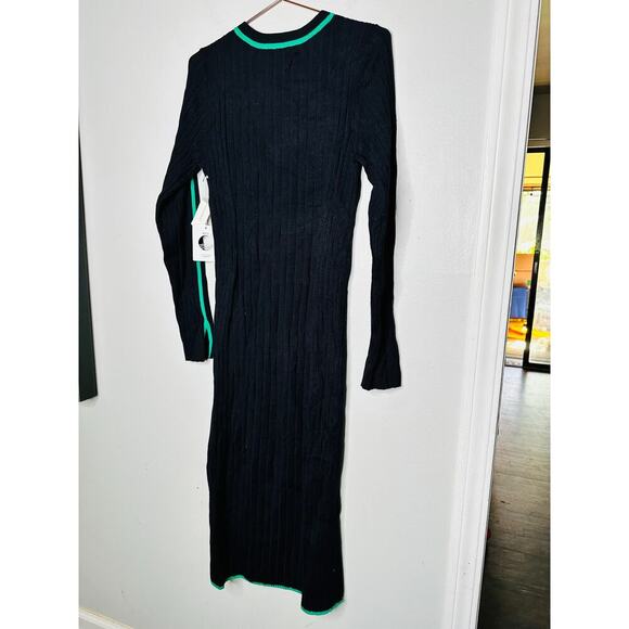 DAILY PRACTICE ANTHROPOLOGY Long-Sleeve Black Green Sporty Sweater Dress NWT XL - Picture 10 of 11